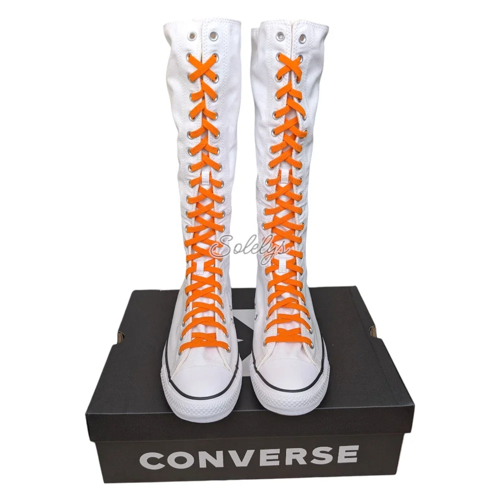 Converse CTAS XXHI Mens 10.5 White Orange Elastic Laced Knee High Sneaker Boot